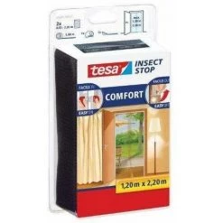 Moustiquaire Pour Porte, "STOP" Noir, 2 Lamelles De 0,65m X 2,20m TESA