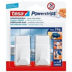 TESA 582720000000 CROCHET, BLANC, SET DE 2 PIÈCES