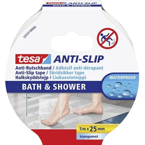 Tesa BATH & SHOWER 55533-00000-11 Bande Antidérapante Transparent (L X L) 5 M X 25 Mm 1 Pc(s) - Transparent 1 Tesa BATH & SHOWER 55533-00000-11 Bande Antidérapante Transparent (L X L) 5 M X 25 Mm 1 Pc(s) - Transparent