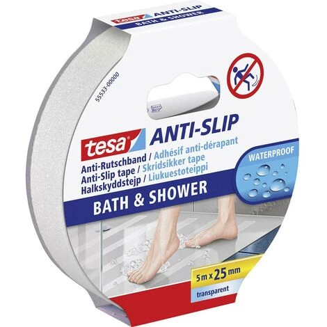 Tesa BATH & SHOWER 55533-00000-11 Bande Antidérapante Transparent (L X L) 5 M X 25 Mm 1 Pc(s) - Transparent 2 Tesa BATH & SHOWER 55533-00000-11 Bande Antidérapante Transparent (L X L) 5 M X 25 Mm 1 Pc(s) - Transparent – Image 2