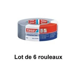 Adhésif Toilé Solide Gris, 48 Mm X 50 M - Tesa® 4662 - Lot De 6 Rouleaux