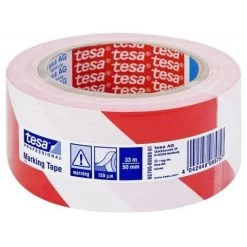 Adhesif De Marquage 60760 33 M X 50 Mm Blanc / Rouge Tesa