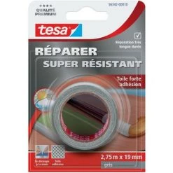 TESA Adhésif Toilé Renforcé De Réparation Gris 2,75m X 19mm