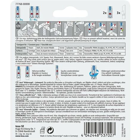 TESA Clou Adhésif Ajustable Pour Toile Spécial Carrelage 2kg X2 2 TESA Clou Adhésif Ajustable Pour Toile Spécial Carrelage 2kg X2 – Image 2