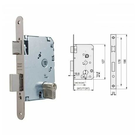 Serrure Tesa 2010-p-hn/60 Bord Rond 1 Serrure Tesa 2010-p-hn/60 Bord Rond