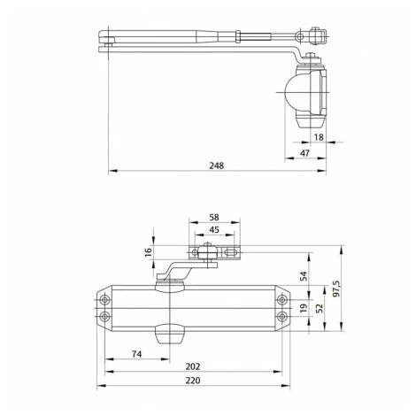 Ferme-porte Tesa Ct 1800 F2-4 à Amortisseur Argenté 2 Ferme-porte Tesa Ct 1800 F2-4 à Amortisseur Argenté – Image 2