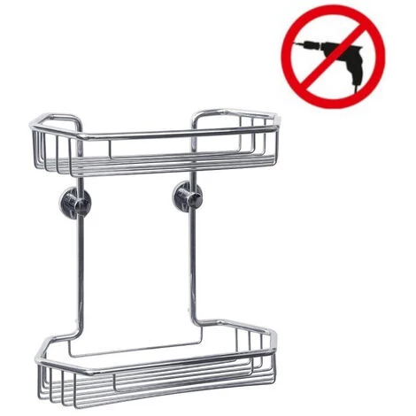Tesa Draad Etagère 2 Paniers, Aluminium Chromé, Pose Facile Sans Perçage (40227-00000-00) 1 Tesa Draad Etagère 2 Paniers, Aluminium Chromé, Pose Facile Sans Perçage (40227-00000-00)