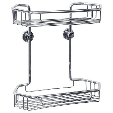 Tesa Draad Etagère 2 Paniers, Aluminium Chromé, Pose Facile Sans Perçage (40227-00000-00) 2 Tesa Draad Etagère 2 Paniers, Aluminium Chromé, Pose Facile Sans Perçage (40227-00000-00) – Image 2
