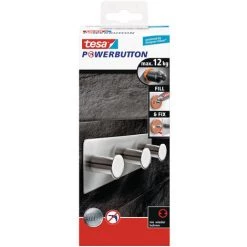 Tesa Powerbutton Crochet Porte-serviette Triple, Acier Inoxydable, Pose Facile Sans Perçage (59334-00000-00) -TESA Soldes Magasin 33361128 5