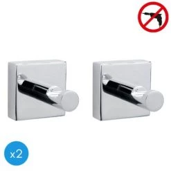 Tesa Hukk Lot De 2 Crochets Porte-serviette, Métal Chromé, Pose Facile Sans Perçage (40250-DUOTESA)