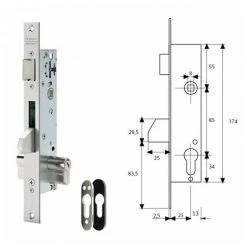 Cerradura Tesa 2210/25/3ni Con Escudo De Seguridad E190