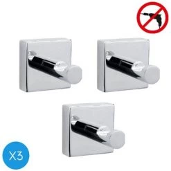 Tesa Hukk Lot De 3 Crochets Porte-serviette, Métal Chromé, Pose Facile Sans Perçage (40250-TRIOTESA)