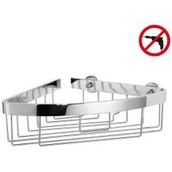 Tesa Aluxx Panier D'angle Avec Bord Large, En Aluminium Chromé Inoxydable, Pose Facile Sans Perçage (40209-00000-00)