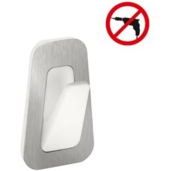 Tesa PowerStrips Grand Crochet Blanc / Chrome, Pose Facile Sans Perçage (59784-00003-00)