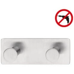 Tesa Powerbutton Crochet Porte-serviette Double, Acier Inoxydable, Pose Facile Sans Perçage (59333-00000-00)