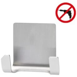 Tesa Powerstrips Crochet Double En Acier Inoxydable, Pose Facile Sans Perçage (59710-00-01)