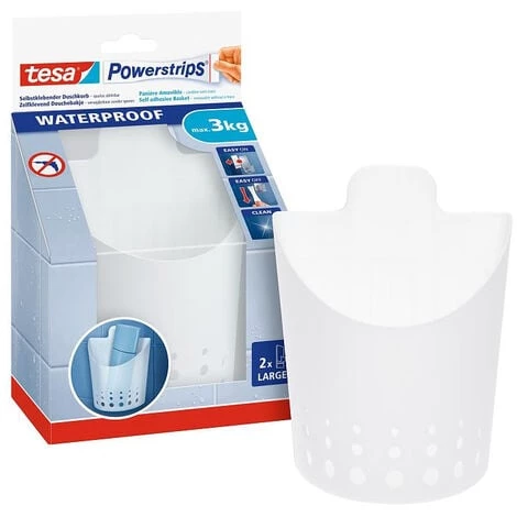 Tesa PowerStrips Petit Panier Résistant à L'eau En Plastique, Pose Facile Sans Perçage (59705-00000-02) 4 Tesa PowerStrips Petit Panier Résistant à L'eau En Plastique, Pose Facile Sans Perçage (59705-00000-02) – Image 4