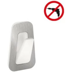 Tesa Powerstrips 2 Petits Crochets, Blanc / Chrome, Pose Facile Sans Perçage (59783-00003-00)