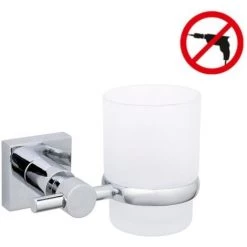 Tesa Hukk Porte-gobelet, Métal Chromé, Pose Facile Sans Perçage (40257-00000-00)
