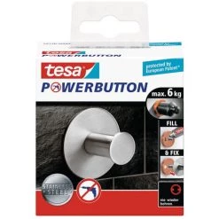 Tesa Powerbutton Crochet Porte-serviette, Acier Inoxydable, Pose Facile Sans Perçage (59330-00000-00) -TESA Soldes Magasin 34163897 5