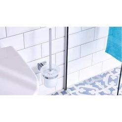 Tesa Hukk Set Dérouleur Avec Couvercle + Brosse WC + Crochet Porte-serviette, Pose Facile Sans Perçage, Chrome (40247-TRIOTESA) -TESA Soldes Magasin 34525410 5