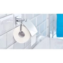 Tesa Hukk Set Dérouleur De Papier Avec Couvercle En Acier Inoxydable + Brosse WC, Pose Facile Sans Perçage, Chrome (40247-DUOTESA) -TESA Soldes Magasin 34567548 4