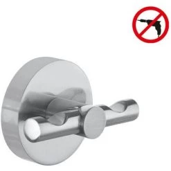 Tesa Moon Double Crochet Porte-serviette, Acier Inoxydable Mat, Pose Facile Sans Perçage (40305-00000-00)