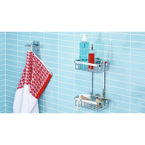 Tesa Aluxx Etagère 2 Paniers 26x18x10,7cm, Aluminium, Chrome, Pose Facile Sans Perçage (40211-00000-00) 3 Tesa Aluxx Etagère 2 Paniers 26x18x10,7cm, Aluminium, Chrome, Pose Facile Sans Perçage (40211-00000-00) – Image 3