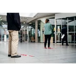 Tesa SIGNAL Ruban De Marquage De Distance Autocollant - Marquage De Distance De Sécurité De 1,5 M - Pour Une Utilisation Intérieure Et Extérieure - Blanc Et Rouge - 50 M X 50 Mm. -TESA Soldes Magasin 35403312 3