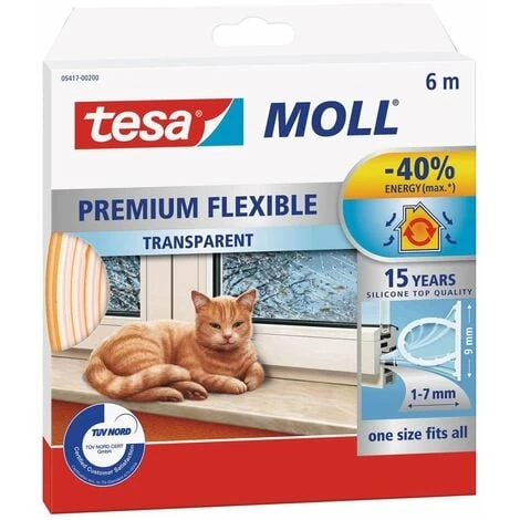 Calfeutrer - Joint Silicone Portes & Fenêtres Transparent 6mxØ9mm - TESA 1 Calfeutrer - Joint Silicone Portes & Fenêtres Transparent 6mxØ9mm - TESA