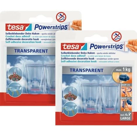 Tesa POWERSTRIPS® Crochet POWERSTRIPS DECO LARGE Transparent Contenu: 4 Pc(s) 1 Tesa POWERSTRIPS® Crochet POWERSTRIPS DECO LARGE Transparent Contenu: 4 Pc(s)