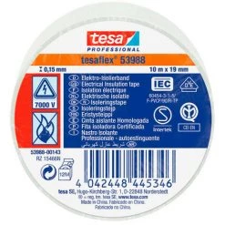 Ruban Isolant Homologué Blanc 10m X 19mm 53988 Tesa