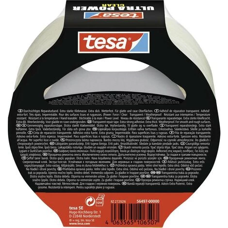 Tesa ULTRA POWER CLEAR 56497-00000-00 Bande De Réparation Transparent (L X L) 10 M X 48 Mm 1 Pc(s) 2 Tesa ULTRA POWER CLEAR 56497-00000-00 Bande De Réparation Transparent (L X L) 10 M X 48 Mm 1 Pc(s) – Image 2