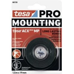 Tesa Mounting PRO ACX+ 66728-00000-00 Ruban De Montage Noir (L X L) 1.5 M X 19 Mm 1 Pc(s)