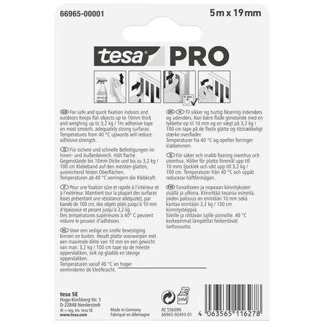 Tesa Mounting PRO Transparent 66965-00001-00 Ruban De Montage Transparent (L X L) 5 M X 19 Mm 1 Pc(s) 2 Tesa Mounting PRO Transparent 66965-00001-00 Ruban De Montage Transparent (L X L) 5 M X 19 Mm 1 Pc(s) – Image 2
