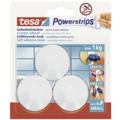Crochet Petit Et Rond Tesa Powerstrip® Tesa 57577-00000-20 Blanc 3 Pc(s) - Blanc