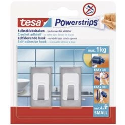 Crochet Small Rectangulaire Powerstrips® Tesa 57997-00000-20 Acier Inoxydable (brossé) 2 Pc(s)