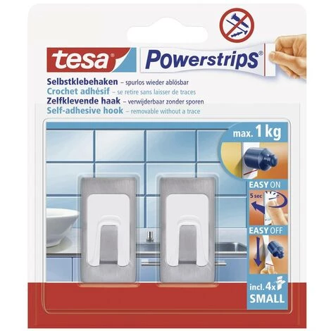 Crochet Small Rectangulaire Powerstrips® Tesa 57997-00000-20 Acier Inoxydable (brossé) 2 Pc(s) 1 Crochet Small Rectangulaire Powerstrips® Tesa 57997-00000-20 Acier Inoxydable (brossé) 2 Pc(s)