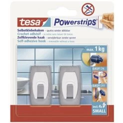 Crochet Small Rectangulaire Powerstrips® Tesa 57999-00000-20 Acier Inoxydable (brossé) 2 Pc(s)