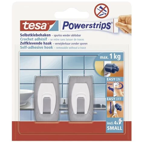 Crochet Small Rectangulaire Powerstrips® Tesa 57999-00000-20 Acier Inoxydable (brossé) 2 Pc(s) 1 Crochet Small Rectangulaire Powerstrips® Tesa 57999-00000-20 Acier Inoxydable (brossé) 2 Pc(s)