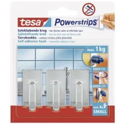 Crochet Petit Et Classique Tesa Powerstrip® Tesa 57540-00012-20 Chrome 3 Pc(s) - Chrome