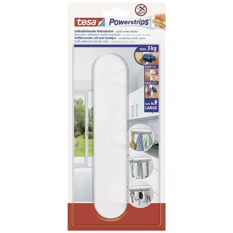 Barrette Adhésive Multi-crochets Powerstrips® Tesa 58094-00000-20 Blanc 1 Pc(s) - Blanc 1 Barrette Adhésive Multi-crochets Powerstrips® Tesa 58094-00000-20 Blanc 1 Pc(s) - Blanc