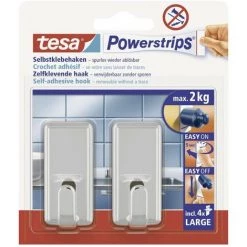 Crochet Tesa Powerstrips® Large Classic Tesa 58051-00010-20 Chrome 2 Pc(s) - Chrome