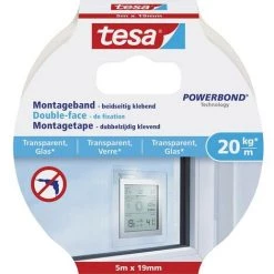 Tesa GLASS 77741-00000-00 Ruban De Montage Tesa® Powerbond Transparent (L X L) 5 M X 19 Mm 1 Pc(s) - Transparent