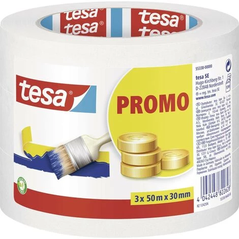 Bande De Masquage Tesa 55338-00000-15 Beige (L X L) 50 M X 30 Mm Caoutchouc 3 Pc(s) - Beige 1 Bande De Masquage Tesa 55338-00000-15 Beige (L X L) 50 M X 30 Mm Caoutchouc 3 Pc(s) - Beige