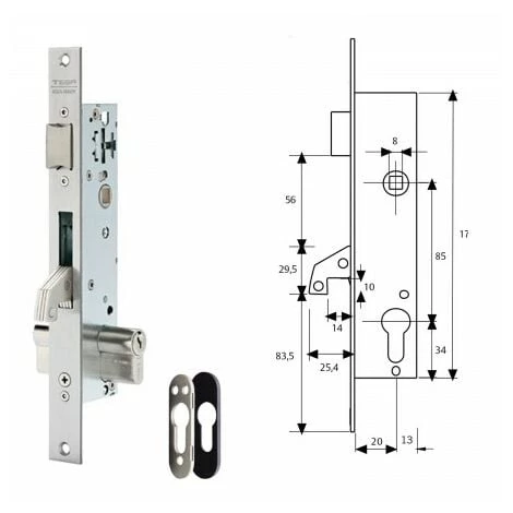 Cerradura Tesa 2240/20/3ni Con Escudo De Seguridad E190 1 Cerradura Tesa 2240/20/3ni Con Escudo De Seguridad E190