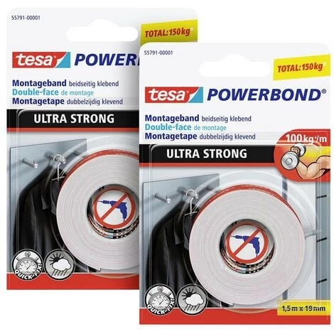 Tesa ULTRA STRONG 55791 Ruban De Montage (L X L) 1.50 M X 19 Mm 2 Pc(s) 1 Tesa ULTRA STRONG 55791 Ruban De Montage (L X L) 1.50 M X 19 Mm 2 Pc(s)