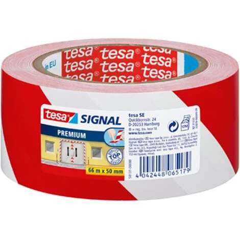 Ruban Adhésif De Signalisation Tesa 'Premium' Rouge/blanc 66mx60mm 1 Ruban Adhésif De Signalisation Tesa 'Premium' Rouge/blanc 66mx60mm