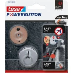 Crochet Rond Tesa Powerbutton Brillant Chrome 6kg