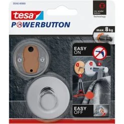 Crochet Rond Tesa Powerbutton Brillant Chrome 8kg